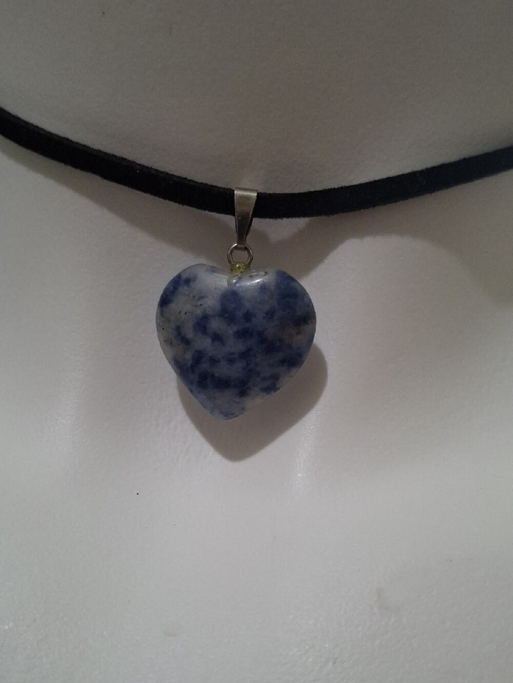 Handmade Blue Speckled Heart Pendant Choker Necklace